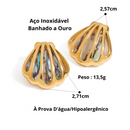 BRINCOS DE CONCHA ABALONE - 18K