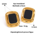 BRINCO QUADRADO LUXO - 18K - À PROVA D'ÁGUA