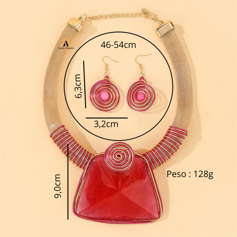 CONJUNTO ESPIRAL DE PODER - COLAR + BRINCOS