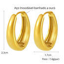 BRINCOS DE ARGOLA - ATENAS - AÇO INOXIDÁVEL BANHADO A OURO