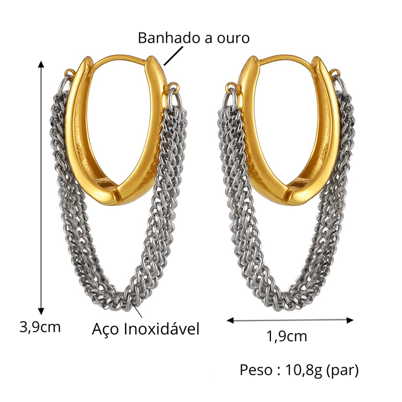 BRINCOS DE ARGOLA - ATENAS - AÇO INOXIDÁVEL BANHADO A OURO