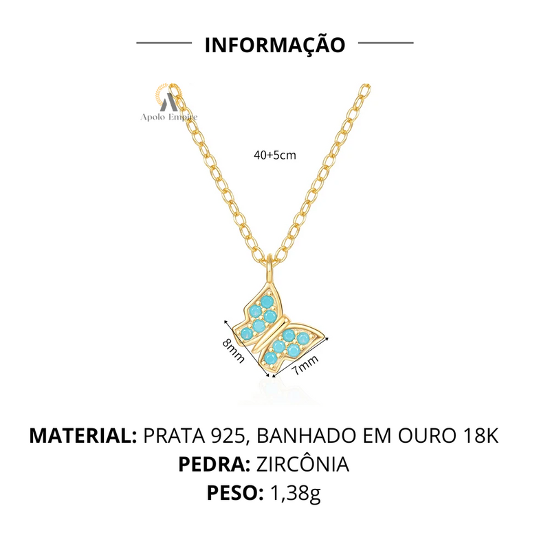 COLAR TURQUESA- BANHADO A OURO 18K