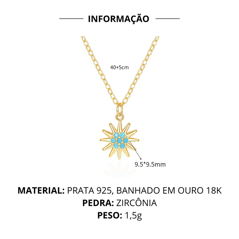 COLAR TURQUESA- BANHADO A OURO 18K