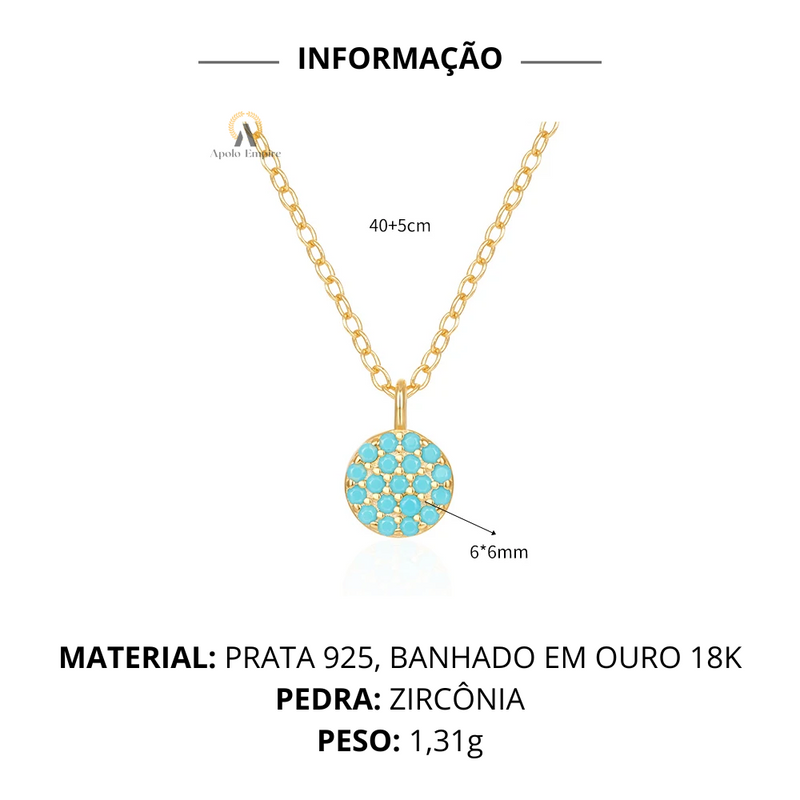 COLAR TURQUESA- BANHADO A OURO 18K