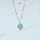 COLAR TURQUESA- BANHADO A OURO 18K