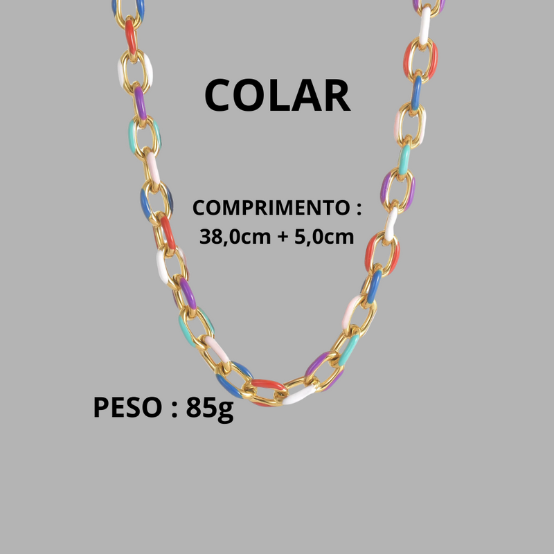 COLAR/PULSEIRA - COLORFUL - AÇO INOXIDÁVEL