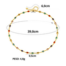 COLAR DE CONTAS OVAIS COLORIDAS - BANHADO A OURO