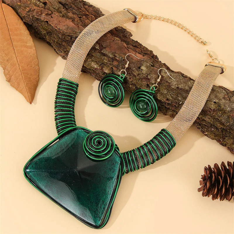 CONJUNTO ESPIRAL DE PODER - COLAR + BRINCOS