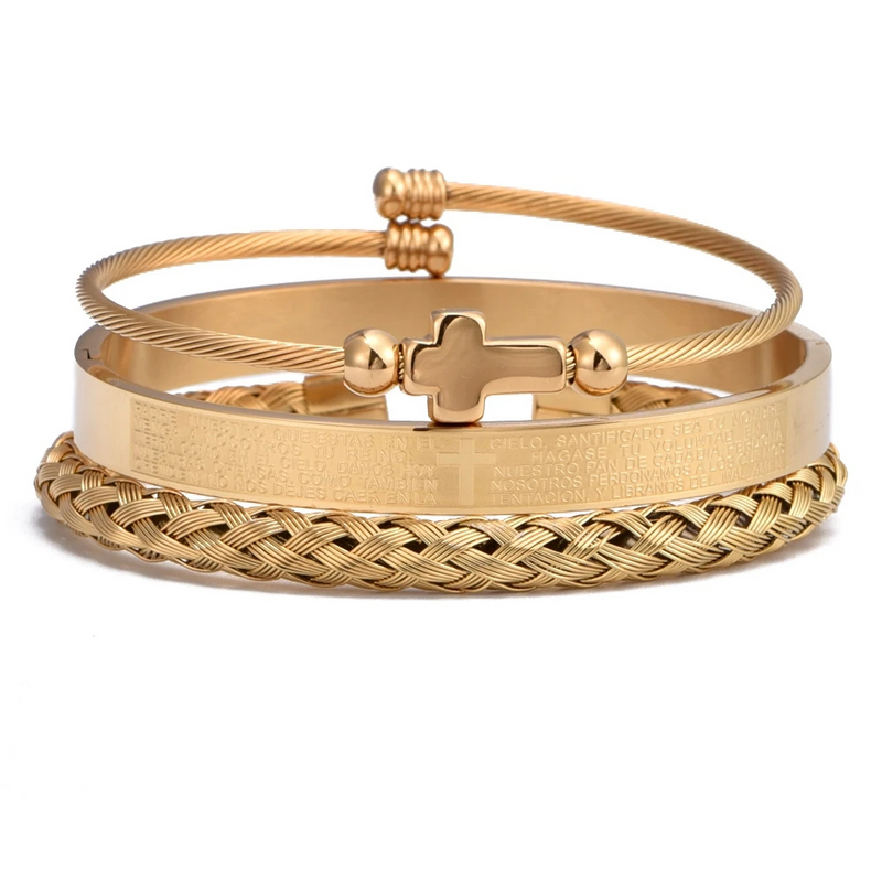 KIT 3 PULSEIRAS - BRACELETE DE LUXO - ESCRITURAS ESPANHOLA