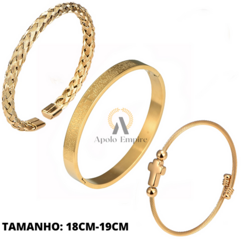 KIT 3 PULSEIRAS - BRACELETE DE LUXO - ESCRITURAS ESPANHOLA