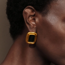 BRINCO QUADRADO LUXO - 18K - À PROVA D'ÁGUA