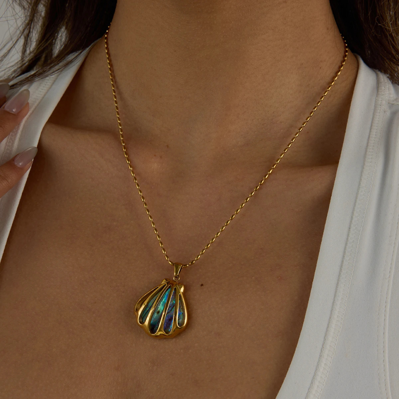 COLAR PINGENTE CONCHA ABALONE - 18K - À PROVA D'ÁGUA
