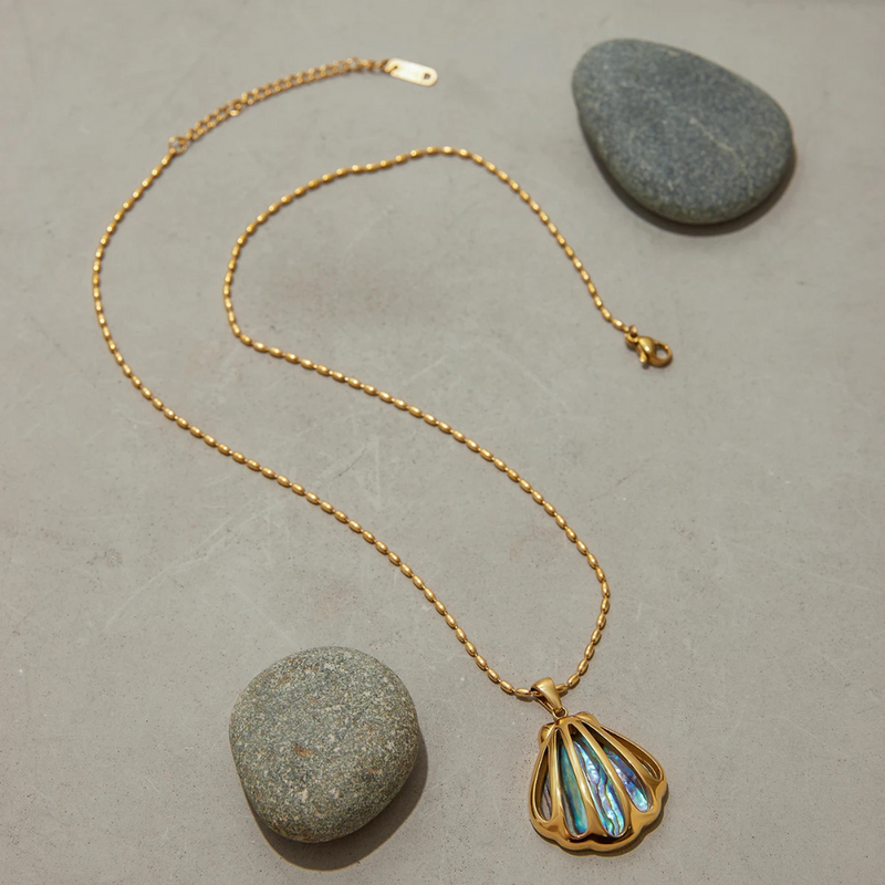 COLAR PINGENTE CONCHA ABALONE - 18K - À PROVA D'ÁGUA