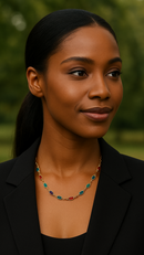 COLAR DE CONTAS OVAIS COLORIDAS - BANHADO A OURO