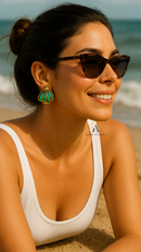 BRINCOS DE CONCHA ABALONE - 18K