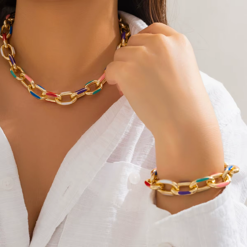 COLAR/PULSEIRA - COLORFUL - AÇO INOXIDÁVEL