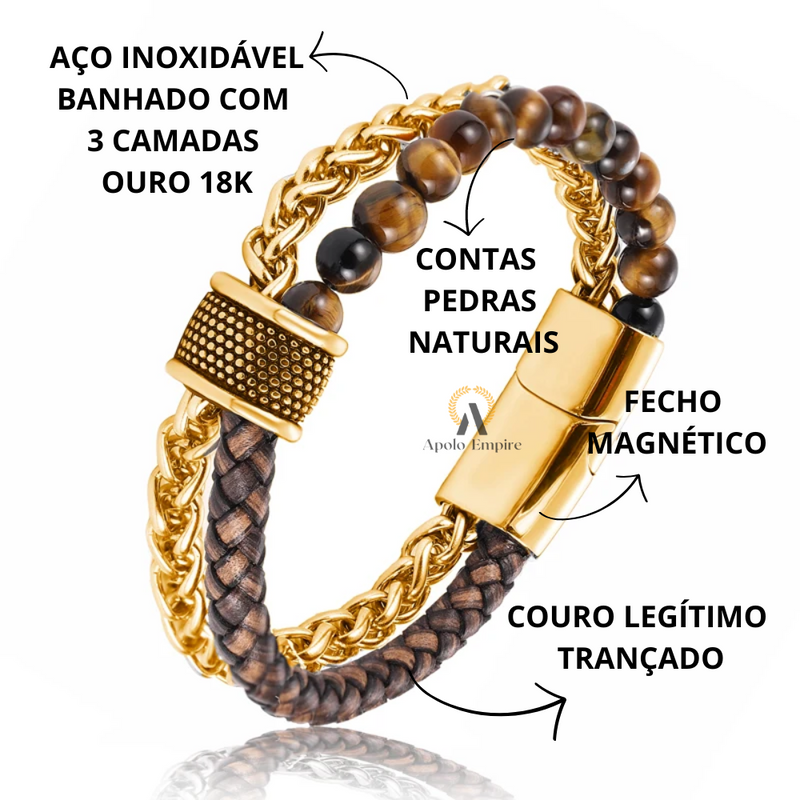 PULSEIRA DUPLA LUXO - COURO BRAIDED