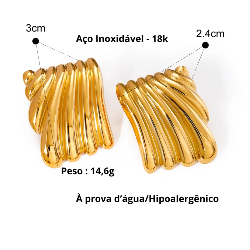 BRINCOS MILANO - AÇO INOXIDÁVEL BANHADO A OURO 18K