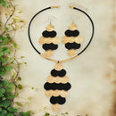 CONJUNTO COLAR + BRINCOS - BLACK E GOLD