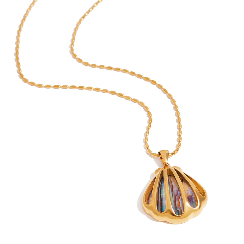 COLAR PINGENTE CONCHA ABALONE - 18K - À PROVA D'ÁGUA