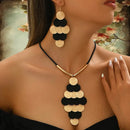 CONJUNTO COLAR + BRINCOS - BLACK E GOLD