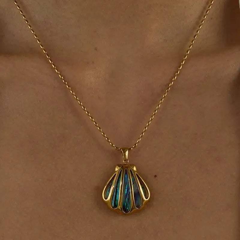 COLAR PINGENTE CONCHA ABALONE - 18K - À PROVA D'ÁGUA
