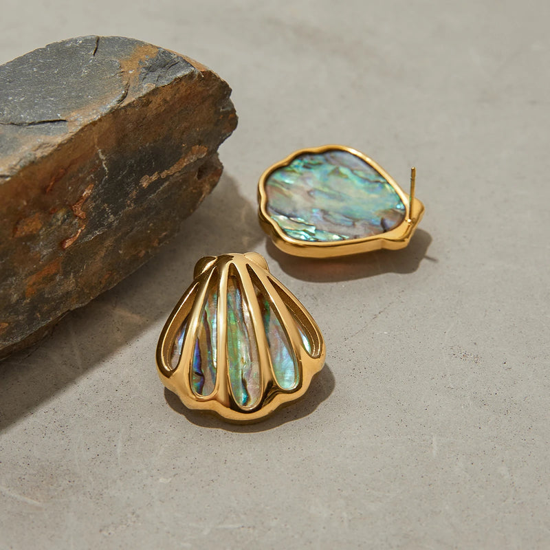 BRINCOS DE CONCHA ABALONE - 18K
