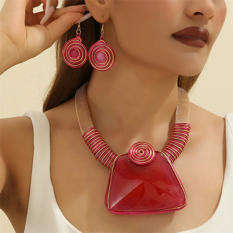 CONJUNTO ESPIRAL DE PODER - COLAR + BRINCOS