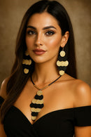 CONJUNTO COLAR + BRINCOS - BLACK E GOLD