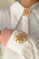 BROCHE DE LUXO PARA BOTÕES - CAMÉLIA - 2 PEÇAS