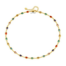 COLAR DE CONTAS OVAIS COLORIDAS - BANHADO A OURO