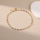 COLAR DE CONTAS OVAIS COLORIDAS - BANHADO A OURO