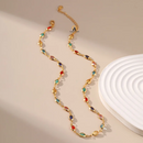 COLAR DE CONTAS OVAIS COLORIDAS - BANHADO A OURO