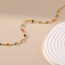 COLAR DE CONTAS OVAIS COLORIDAS - BANHADO A OURO