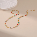 COLAR DE CONTAS OVAIS COLORIDAS - BANHADO A OURO